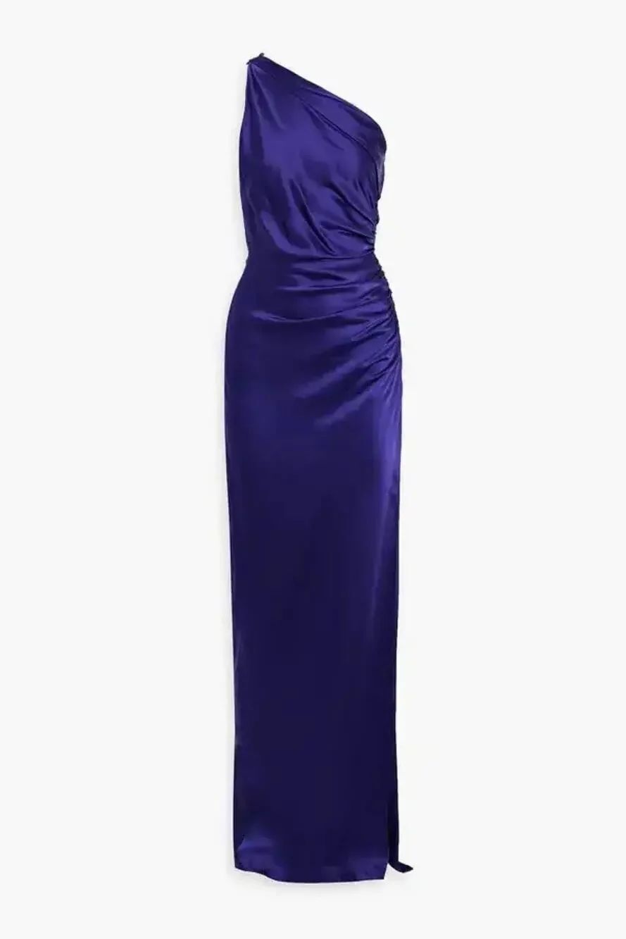MICHELLEβMASON
One-shoulder ruched silk-satin gown